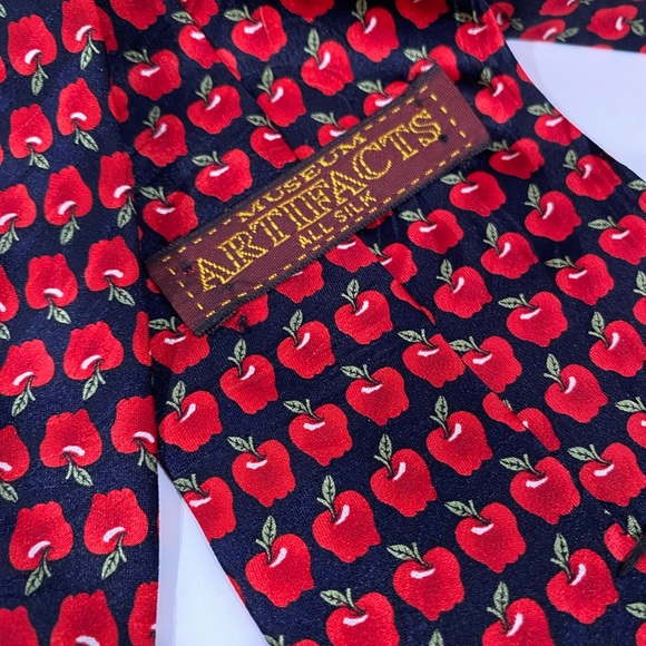 Museum Artifacts Silk Vintage Tie Artsy Novelty Apple Orchard - Picture 5 of 10